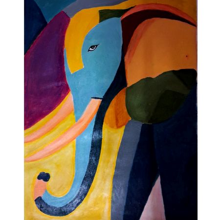 Handmade Abstract Elephant Canvas Painting for Home Wall Decor